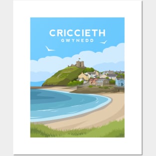 Criccieth Beach in Gwynedd - North Wales Posters and Art